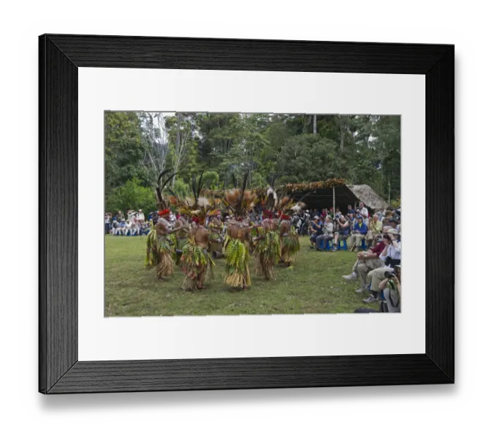 Framed Print : Western Highland Sing-sing group performing for tourists at Paiya Show in Western Framed Print : Western Highland Sing-sing group performing for tourists at Paiya Show in Western