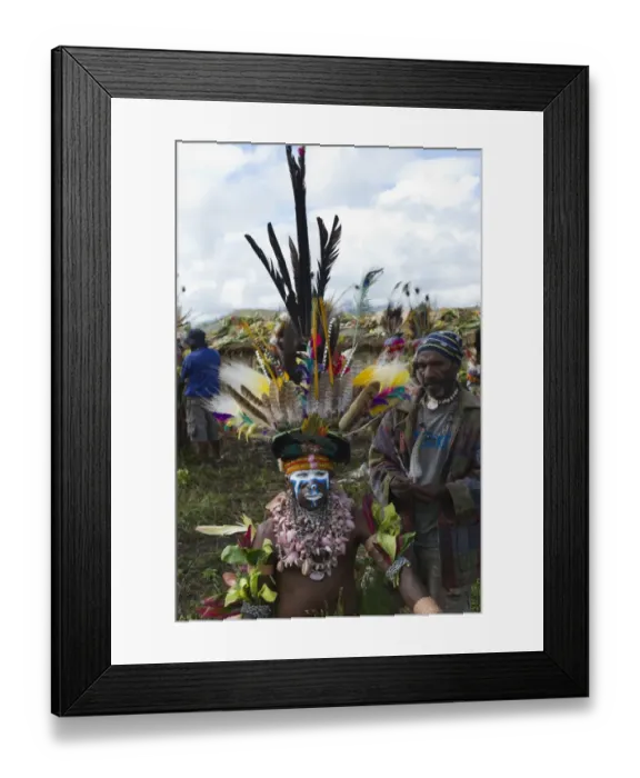Framed Print : Egawag Cultural group from Tambul District in Western Highlands getting ready for Framed Print : Egawag Cultural group from Tambul District in Western Highlands getting ready for