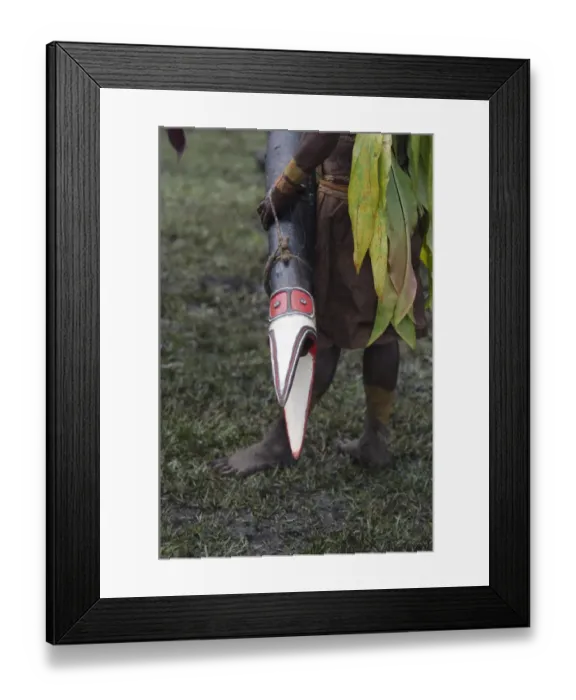Framed Print : Drum with carving of bird beak from Sepik River Papua New Guinea Framed Print : Drum with carving of bird beak from Sepik River Papua New Guinea
