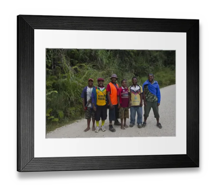 Framed Print : Young men posing for picture on Highlands Highway in Southern Highlands Papua New Guinea Framed Print : Young men posing for picture on Highlands Highway in Southern Highlands Papua New Guinea