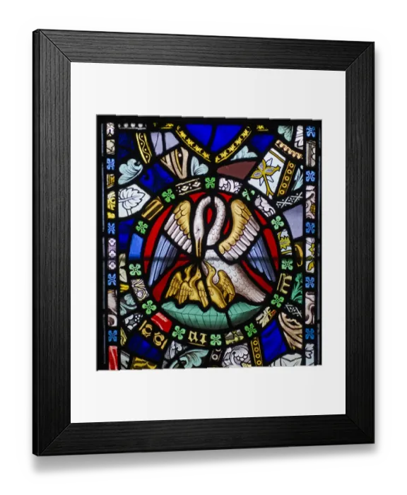 Framed Print : 19th century Stained glass window in St Cuthberts Chapel on Inner Farne Island Northumberland Framed Print : 19th century Stained glass window in St Cuthberts Chapel on Inner Farne Island Northumberland