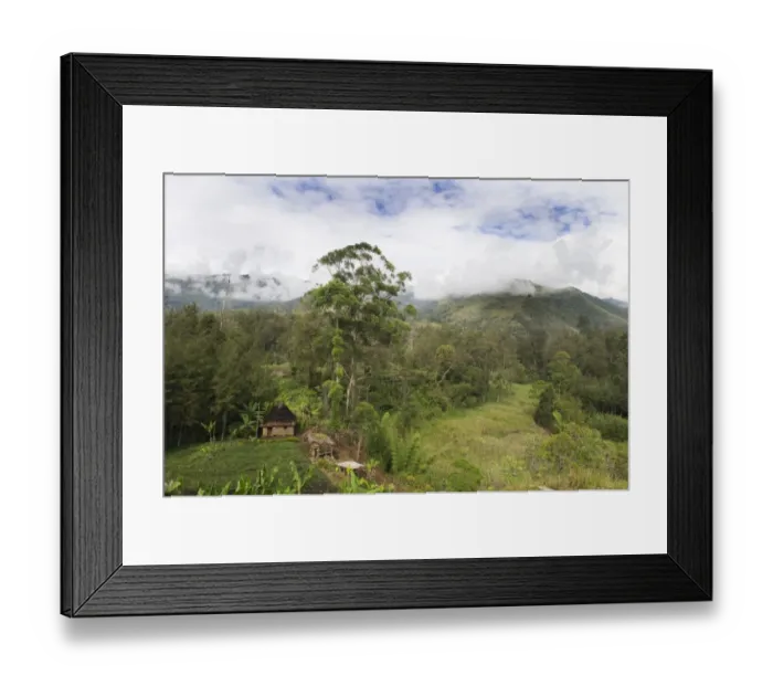 Framed Print : Agriculture and habitation in valley in Western Highlands near Mt Hagen Papua New Guinea