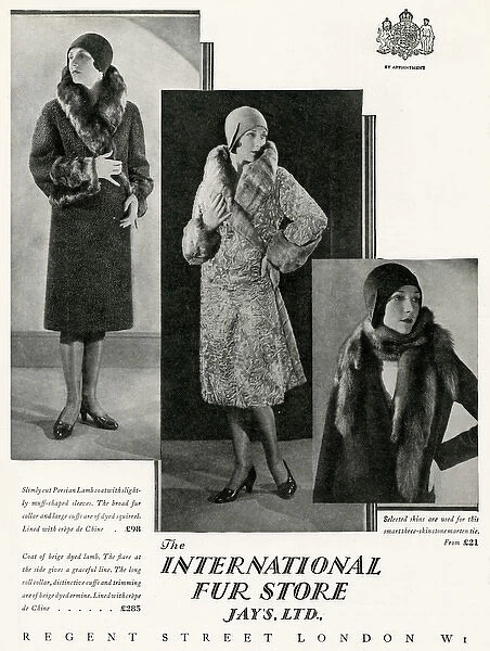 Advert for International Fur Store 1929