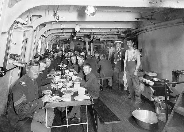 American Navy marines in the mess on the USS Massachusetts
