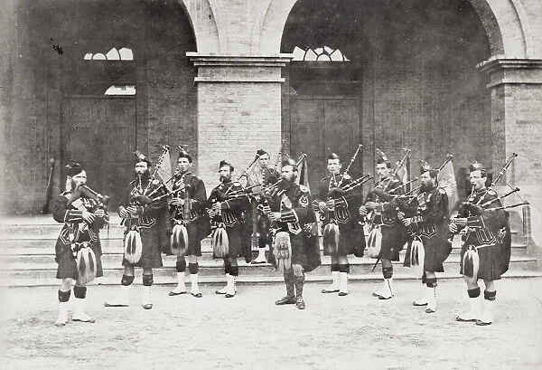 British army in India - pipers 92nd Highlanders 1870