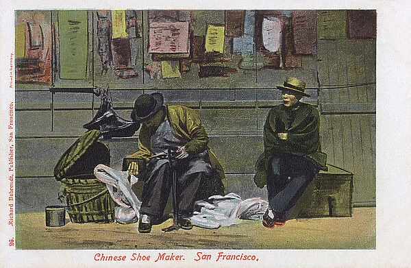 Chinese shoemaker, San Francisco, California, USA