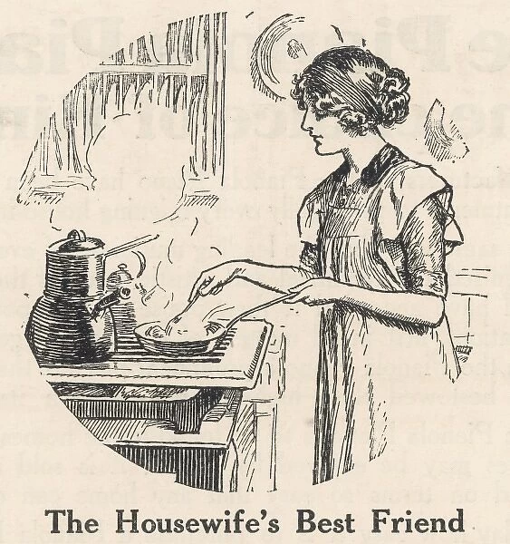 Housewife Using a Modern Gas Cooker