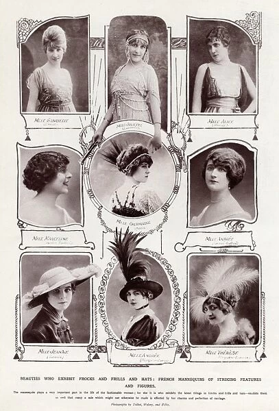 Parisienne models wearing headdresses 1914