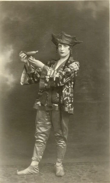 A photograph of a young woman called Lily, dressed up as Aladdin
