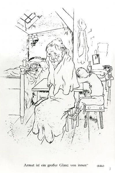 Satirical cartoon on poverty, WW1