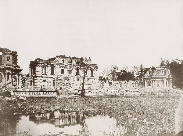 Vintage 19th century photograph: Old Summer Palace, Yuanming Yuan, Peking, Beijing, China