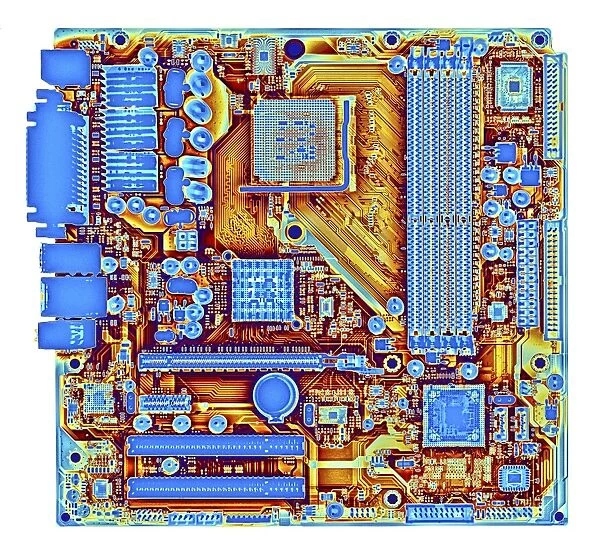 Computer motherboard, coloured X-ray C016  /  7204