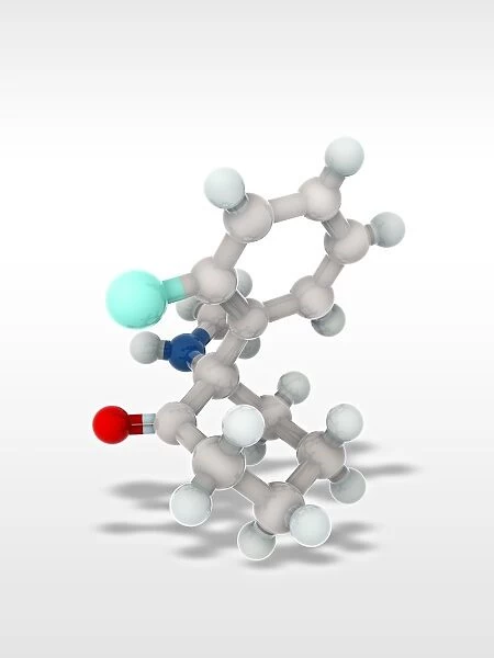 Ketamine drug, molecular model