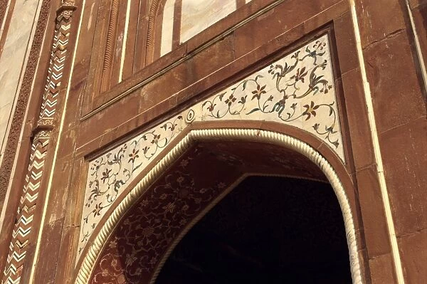 Detail of entrance gateway to the Taj Mahal
