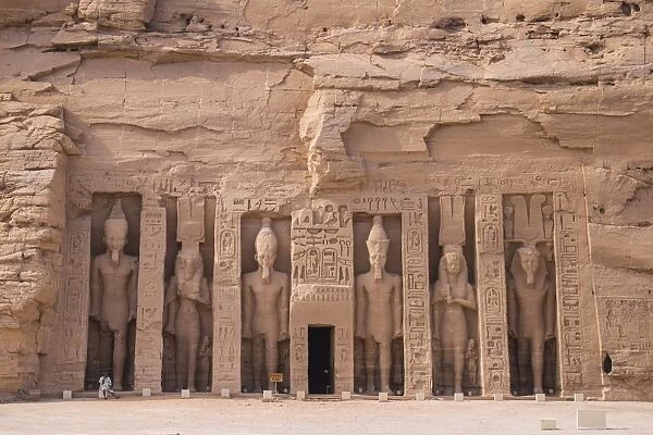 The small temple, dedicated to Nefertari and adorned with statues of the King and Queen