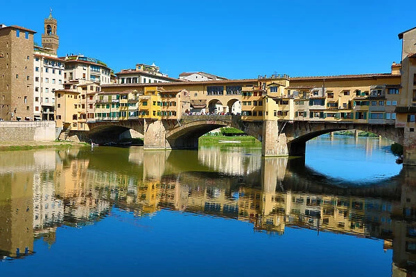 The Ponte Vecchio bridge over the River Arno, Florence, Italy