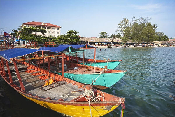 Boats at Ochheuteal Beach, Sihanoukville, Cambodia