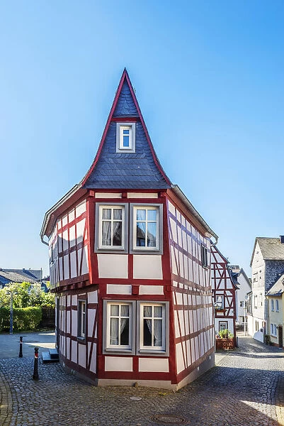 Half-timbered house at Kirchberg, Hunsruck, Rhineland-Palatinate, Germany