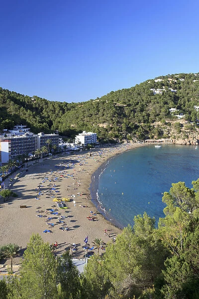 Spain, Balearic Islands, Ibiza, Cala Sant Vicent bay and resort