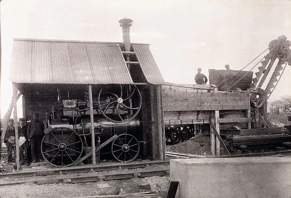 View of machinery during the construction of Granton Gas Works. Titled