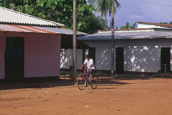 20068950. COLOMBIA Casanare Llanero man on bicycle Orocue