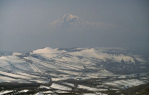 20084406. ARMENIA Mount Ararat Aerial view over peaks of Mount Ararat