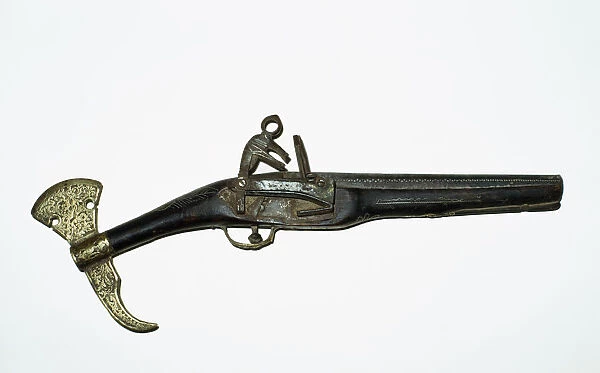 Qatar, Doha, Old flintlock pistol in Doha Museum