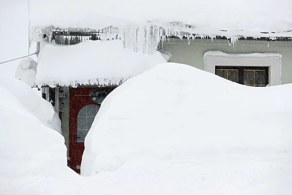 A house is seen covered with snow in Delnice