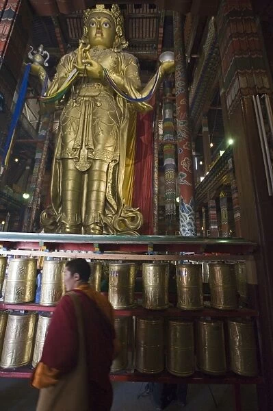 The 26. 5m high and 20 tonne Buddha in Gandan Monastery Ulan Bator Mongolia