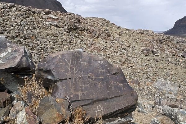 Ancient Petroglyphs in the high Altai near Bayan-Ulgii in western Mongolia perhaps
