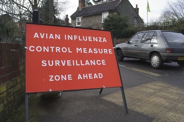 Bird Flu restriction zone sign Suffolk winter 2006  /  07