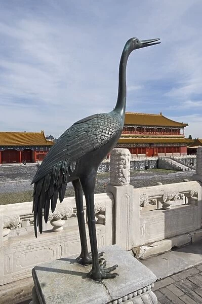 Bronze Crane located in front of the hall of supreme harmony within the Forbidden