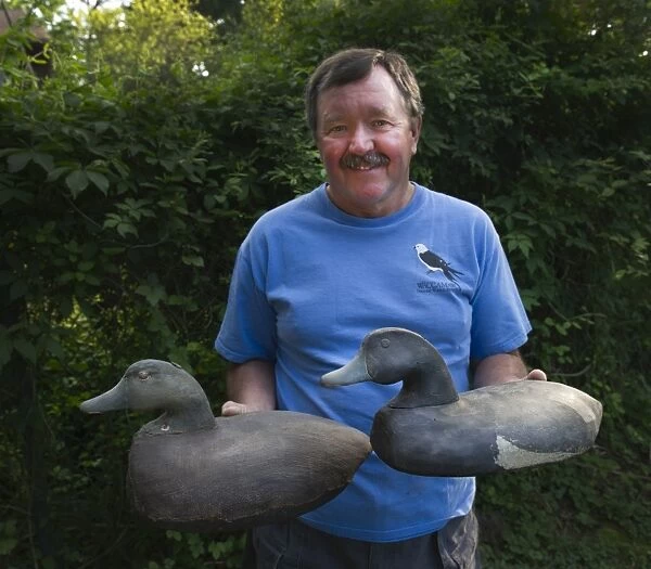 Clay Sutton with his duck decoys New Jersey USA May 2011