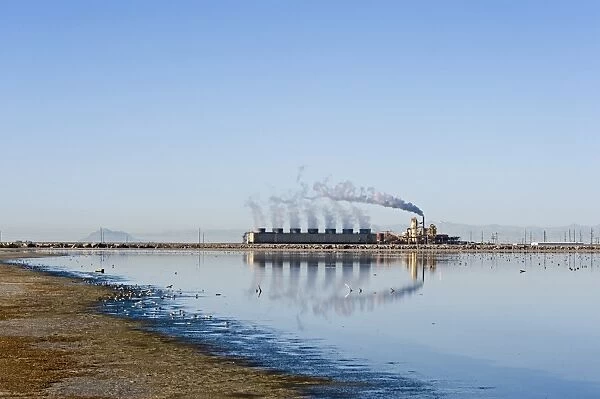 Geothermal power plant on shores of Salton Sea California USA