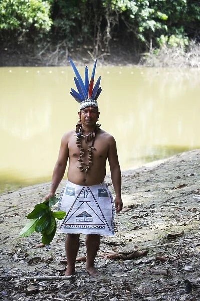 Guillermo Rodriguez Gomez Shaman of the Bora Tribe northern Amazon Basin Peru wearing