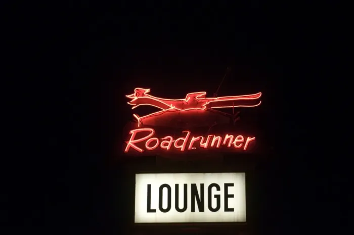 Framed Print : Neon Roadrunner sign outside restaurant in Socorro New Mexico USA Framed Print : Neon Roadrunner sign outside restaurant in Socorro New Mexico USA
