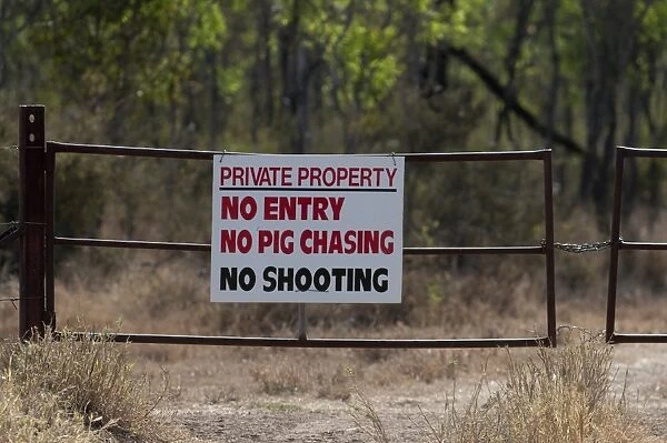 Private property and no shooting sign near Charter Towers Australia