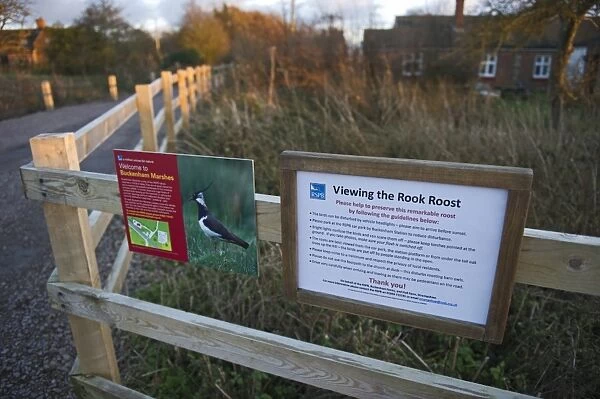 Signs at Buckenham Marshes RSPB Reserve in Yare Valley Norfolk winter