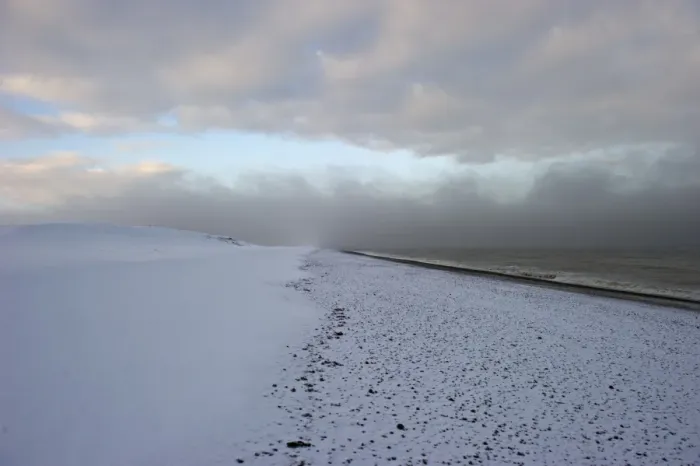 Framed Print : Snow covered beach at Salthouse Norfolk December Framed Print : Snow covered beach at Salthouse Norfolk December