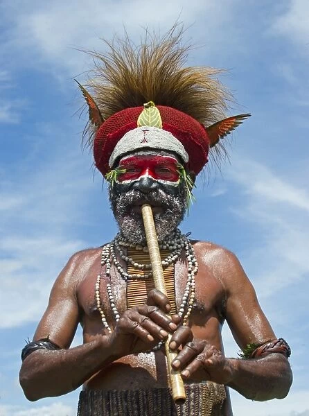 Tribal performer Western Highlands Papua New Guinea performing at a Sing-sing - Hagen