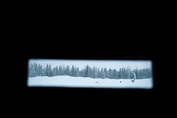 Framed Print : View from eagle photo hide in central Finland winter Framed Print : View from eagle photo hide in central Finland winter