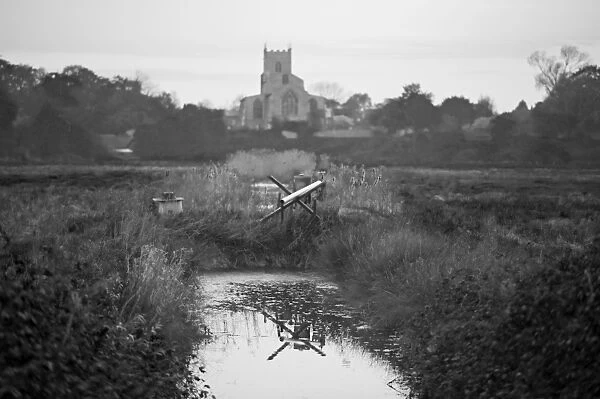 Wiveton marshes and Church North Norfolk April