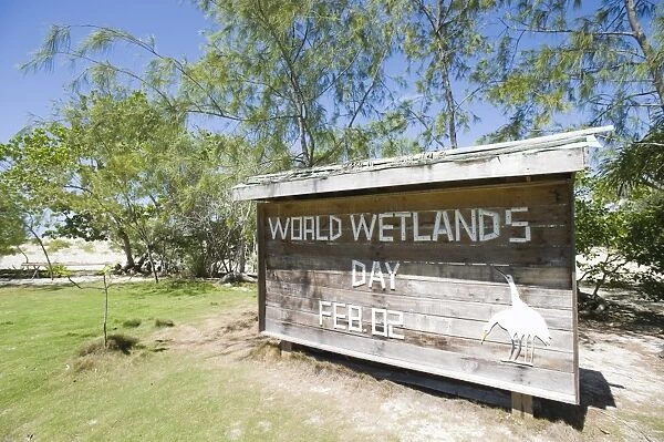 World Wetlands day sign at Olango Island Wlidlife Sanctuary Lapu-Lapu Cebu Philippines