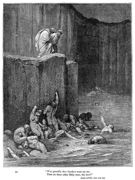 DANTE: INFERNO. Wood engraving, 1861, after Gustave Dore