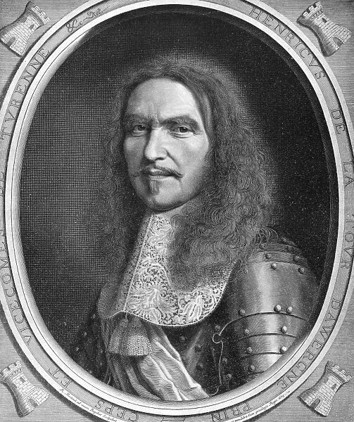 HENRI de TURENNE (1611-1675). Henri de La Tour D Auvergne. French soldier. Line engraving, French, 18th century