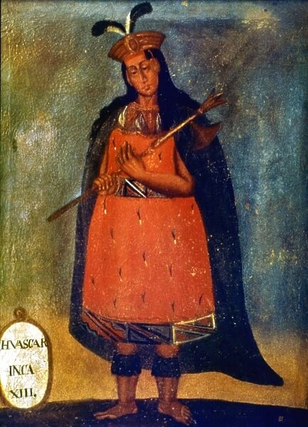HUASCAR (c1495-1533). Incan emperor (1525-1532). Contemporary Spanish painting
