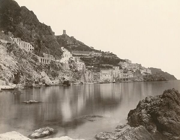 ITALY: AMALFI. View of Amalfi, Italy. Photograph by Giorgio Sommer, c1870