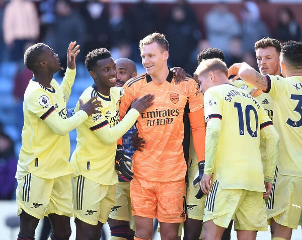Arsenal's Exultant Five: Pepe, Nketiah, Leno, Smith Rowe, and Xhaka Celebrate Victory over Aston Villa