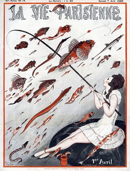 La Vie Parisienne 1923 1920s France A Vallee illustrations magazines fishing