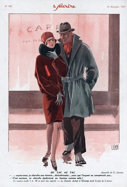Le Sourire 1928 1920s France womens mens coats restaurants illustrations mens